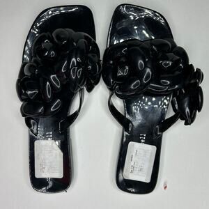 Jeffrey Campbell Jelly Flip Flop Sandal/ size 6M eur‎ 37- black shiny women